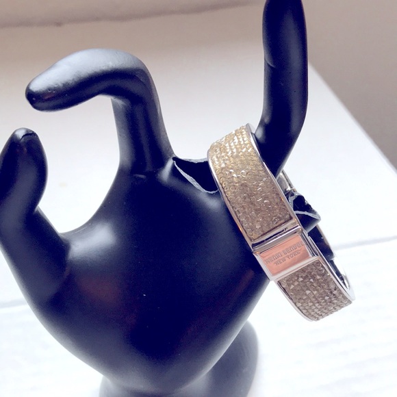 HENRI BENDEL GOLD ROCK STONE WITH SILVER TONE HINGED BRACELET